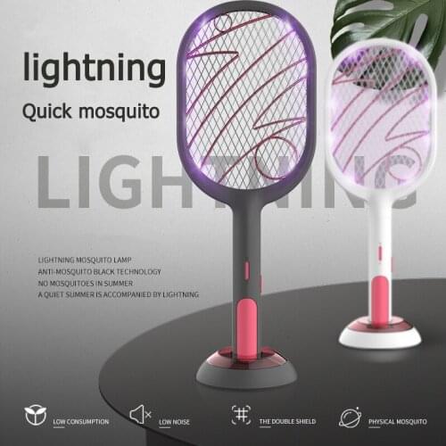 Electric Mosquito Swatter Dual Modes USB Rechargeable Home Bugs Zapper Trap Swatter Insect Fly Killer 1200mAh Household