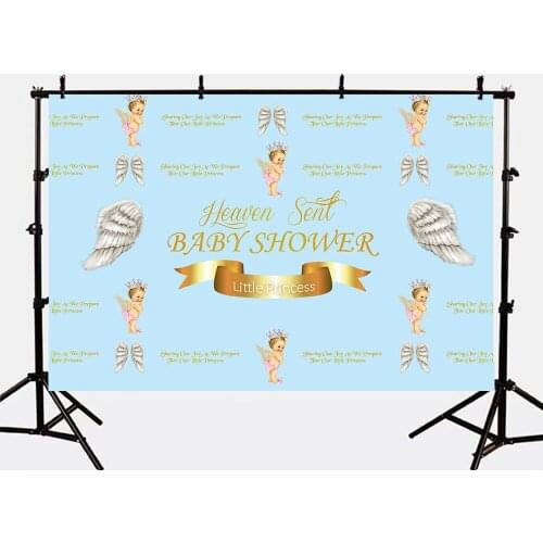Mehofoto Newborn Baby Shower Photo Backdrops for Photography Angel Wing Backgrounds Little Princess Booth Studio Vinyl Cloth 771