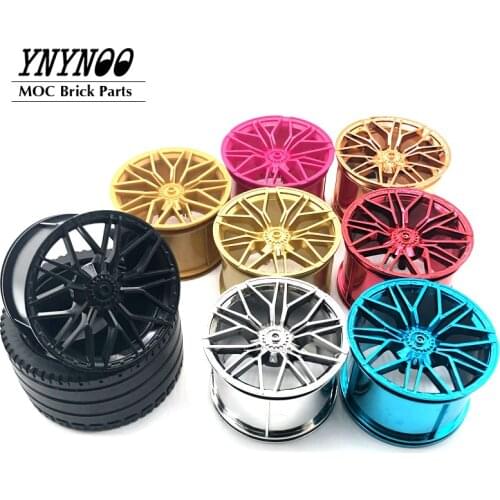 4Pcs/lot High-Tech Tyre 81.6x44 ZR Straight Tread 23799 Wheels Hub 68577 Rim 62.3x42 fit 42115 Sports Cars Building Blocks Toys