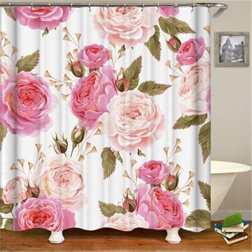 3D Colorful Flower Shower Curtain In The Bathroom Print Bath Screens Waterproof Floral Curtains modern fixture bathrooms