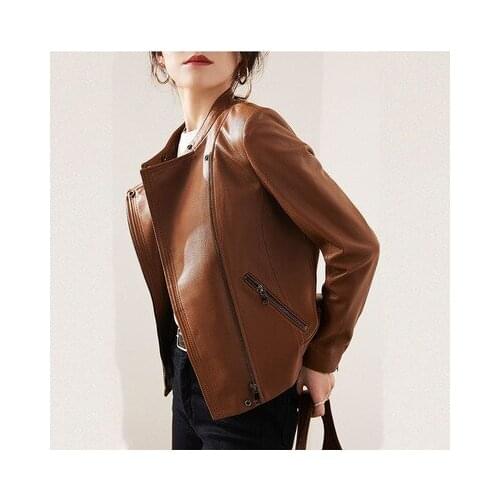 2021 Women New Fashion Genuine Real Sheep Leather Jacket G12