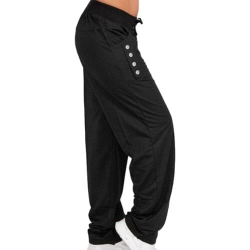 Womens classic pants Elastic Waist Drawstring Button Pocket Straight Trousers Pants womens summer pants брюки женские классика