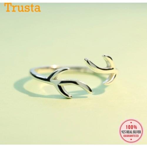 Trusta New 100% 925 Sterling Silver Fashion Women Cute Antlers Rings Size 5 6 7 Wonderful Gift for Girls Kids Ladys DS333