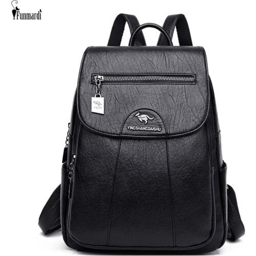 FUNMARDI 2021 Women Backpacks High Quality Vintage Backpack For Girls School Bag Travel Female Bagpack Ladies Back Pack Fashion