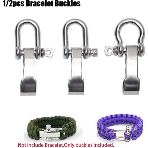 1PC Silver Stainless steel U-Shaped Shackle Buckle O-Shaped Buckles Survival Rope Paracords Bracelets Accessory Outdoor Tools