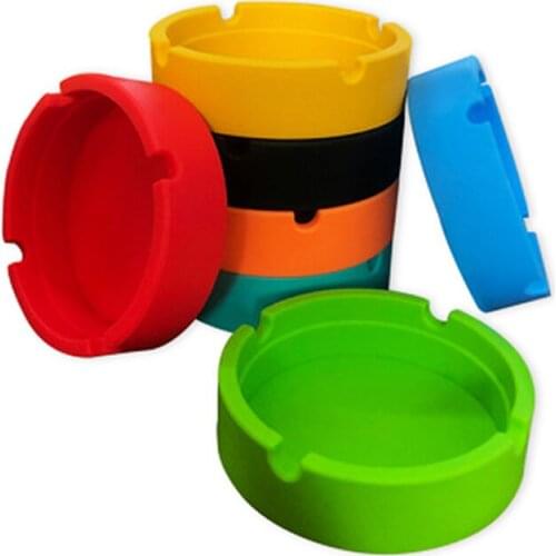 1PCAnti-Fall Thickening Silica Gel Ashtray Circular Eco-Friendly Psychedelic Soft Round Silicone Smoke Cup Holder Cigarette Tray