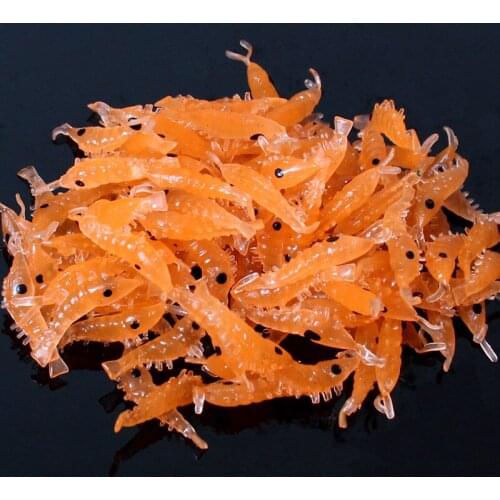 New Design 100pcs Soft Silicone Shrimp Fishing Lures 2.7cm Small Light Green Freshwater Fishing Shrimp Bait