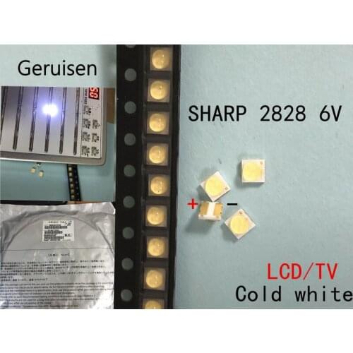 500pcs LED Backlight High Power LED 0.8W 2828 6V Cool white 45LM GM2BB1ZF2CEM TV Application