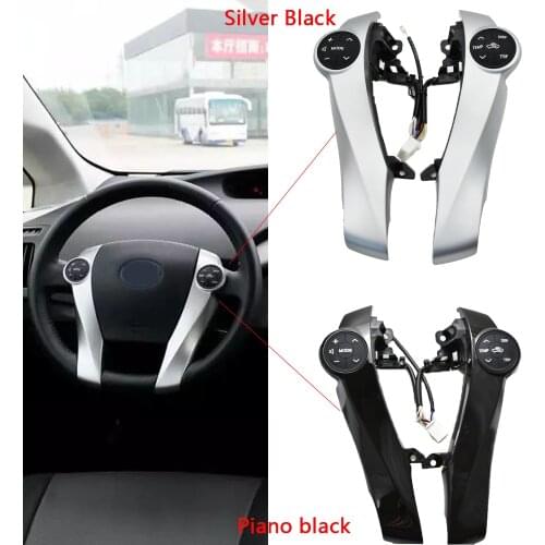 Car Cruise Control Steering Wheel Buttons Switch For T oyota Prius / Prius C / Aqua Silver Black / Piano Black