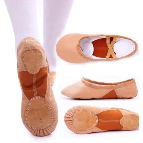 Professional Canvas Ballet Shoes Adults Soft Ballet Split Sole Shoes Toe Shoes For Women Ballet Dance Gymnastics Leotard Shoes
