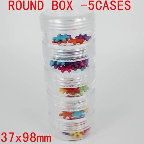 Free shipping 37x98mm round bottle storage box 5cases included tool box perfect for tool fishing medicine beauty storage use