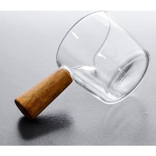 Japanese Style Taste Dish Coffee Milk Cup Pan Glass Sauce Vinegar Plate With Wooden Handle Multi-functional