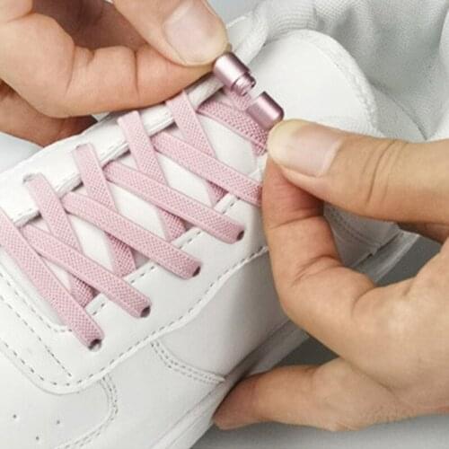 New Version Elastic No Tie Shoelaces Metal Lock Shoe Laces For Kids Adult Sneakers Quick Shoelaces Semicircle Shoestrings