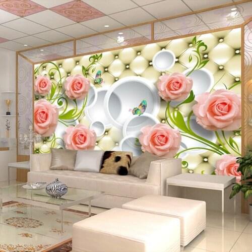 Custom Photo Wallpaper Rose Leather 3D Mural Wall Paper For Living Room Wallpaper TV Background Home Decor Papel De Parede 3D