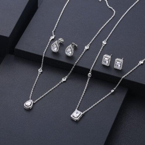 Janekelly 2pcs Bridal Zirconia Full Jewelry Sets For Women Party, Luxury Dubai Nigeria CZ Crystal Wedding Jewelry Sets