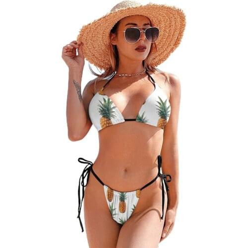 Pineapple Bikini Swimsuit Tie Side Sale Sexy Swimwear Sport 2 Piece For Chubby Bathing Suit
