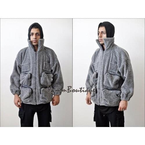 XS-6XL Oversized Sherpa Polar Fleece Anorak Jacket / Tactical Front Pockets Hoodie Warm Sherling Hoodie Winter
