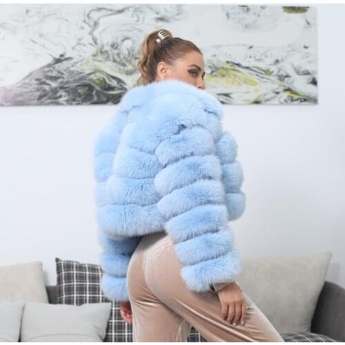 JANEFUR Fox Fur Jacket Real Fur Coat Women Winter Natural Fur Short coat