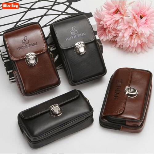 Man Multifunction PU Leather Mobile Phone Bag For iPhone 12 for Xiaomi MI 10 Lite Case Waist Belt Clip Cover Coin Purse Package