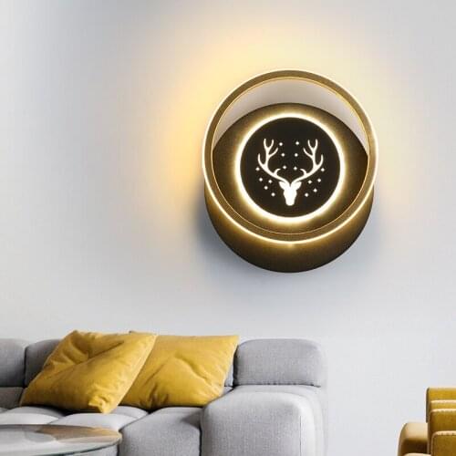 Nordic Deer Style Wall Lamp without Wiring Personality TV Background 28W 33W Wall Lights for Living Room Bedroom Bedside Study
