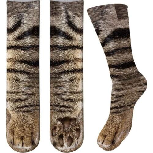 Adult children 3D Print Animal Paw Socks Unisex Crew Cat Long Stocks Elastic Breathable sport Sock Duck Horse Cat Paw cow Hoof
