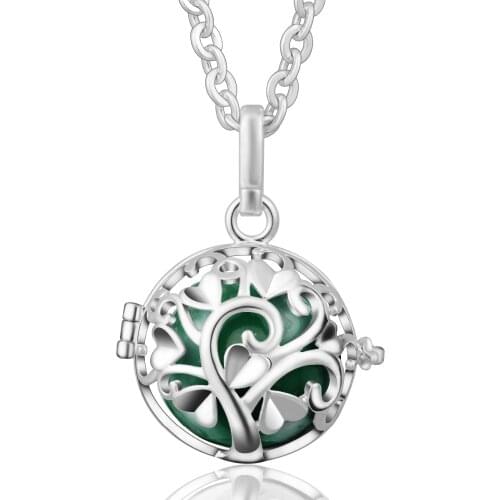 EUDORA Family Heart Tree Locket Pendant With Colorful Sounds Chime Bell Bola Pendants Necklace for Pregnant Women Jewelry gift