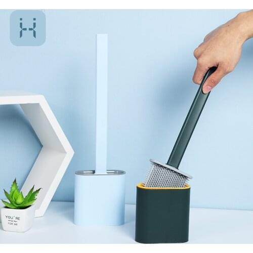 Rubber Toilet Brush Durable Cleaning Brush Vertical WC Toilet Brush Holder With Cover No Blind Angle Scrubbing Bathroom Tool