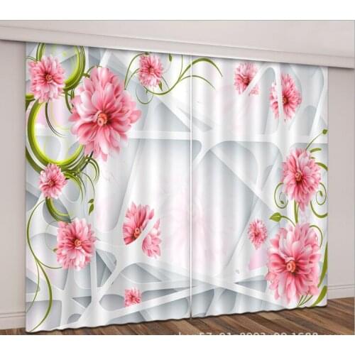 Pink sheer Curtains Luxury sunshade Living Room wedding bedroom decorate 3D window Cortina Drapes Rideaux Customized pillowcase