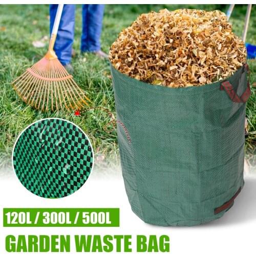 120L/300L/500L Gardening Bag Extra Large Reuseable Heavy Duty Gardening Bags Lawn Pool Garden Leaf Waste Bag Container Storage