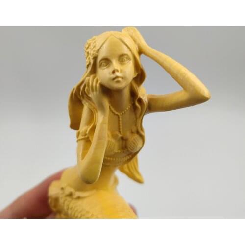 Wood / Wooden / Boxwood Art lovely funny Real wood Toy beauty female sculpture status office decoration figures