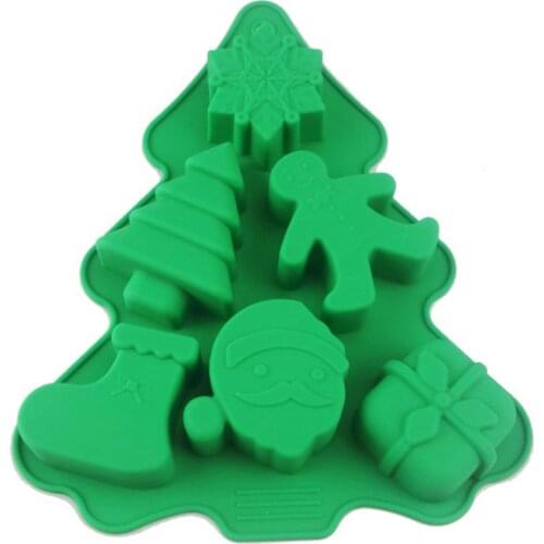 Newest Arrival Christmas Tree Silicone Cake Mold Creative Snowflake Santa Kitchen DIY Muffin Baking Mold