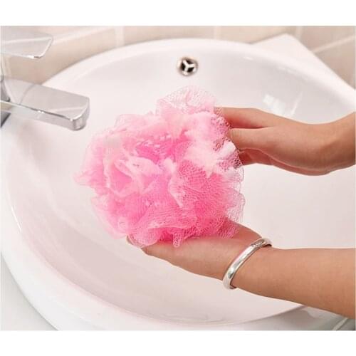 Solid Color Bath Ball Bathing Towel Scrubber Body Cleaning Mesh Shower Wash for Bathroom Random Color EL