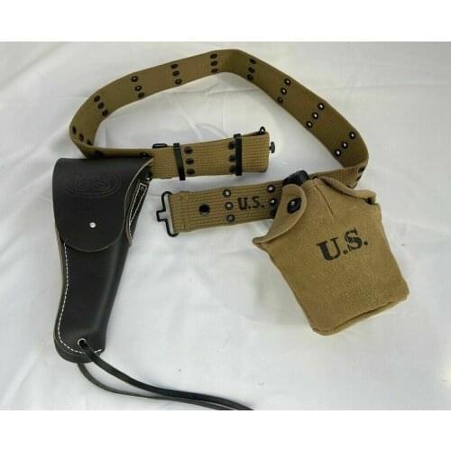 Ww2 Us Army Equipment 1911 Black Leather Holster Belt Canteen Kettle WORLD WAR II SOLDIER MILITARY WAR REENACTMENTS EQUIPMENT