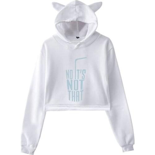 Danny Duncan Spring new hot Kawaii cat ear cotton hoodie casual all-match pullover loose hoodie comfortable short sexy hoody top