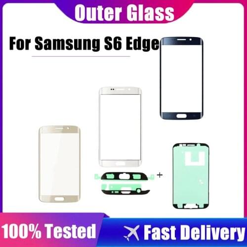 Outer Glass For Samsung Galaxy S6/S6 Edge Front Touch Screen Front Glass Panel Phone Replacement Parts+ Adhesive