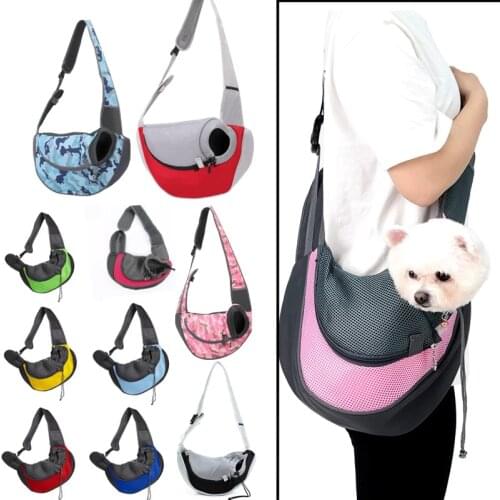 Breathable Pet Dog Carrier Outdoor Travel Handbag Pouch Mesh Oxford Single Shoulder Bag Sling Comfort Travel Tote Shoulder Bag