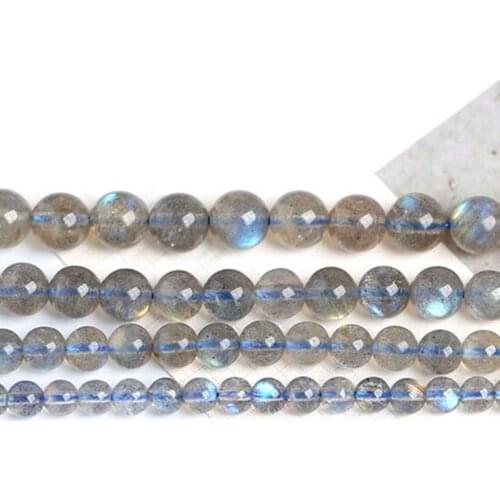 High Quality Natural Color Gray Labradorite Stone 4/6/8/10/12mm Round Necklace Bracelet Jewelry DIY Gem Loose Beads 38cm wk166