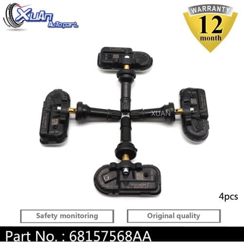 XUAN 4 PCS Tire Pressure Monitor Sensor TPMS 68157568AA For Ram 1500 2500 3500 Jeep Cherokee 434MHz 2014-2018