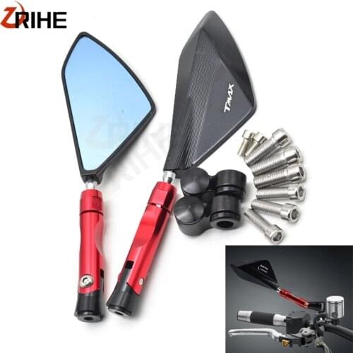 Motorcycle Rearview Rear View Mirror Universal CNC Aluminum Blue Len FOR Yamaha TMAX 500 530 XMAX 250 400 300 XJ6 FZ8