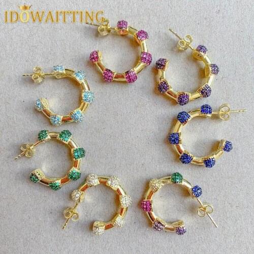 2021 New Fashion Gold Filled Geometric Bamboo Bead CZ Earrings For Women Round Circle Small Hoop Earrings Modern Ear Jewelry