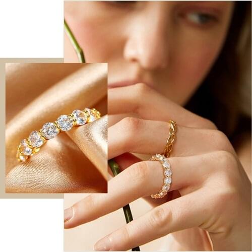 Women Luxry Bling Full Stones Engagement Rings, Shiny AAA CZ Stone Row Wedding Band, Temperament Lady Party Finger Jewelry