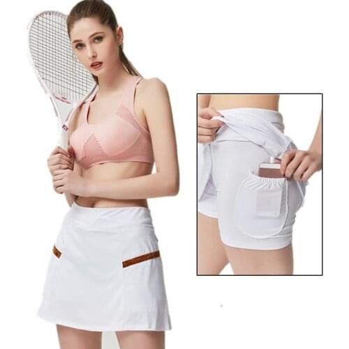 S-XXXL High Waist Women Tennis Skirts with Phone Pocket Badminton Golf Skirt Fitness Shorts Athletic Running Gym Sport Skorts