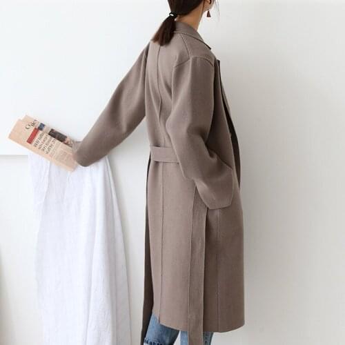 Autumn Korean Loose Knitted Cardigans Women Belt Casual Single Button Sweater Female Winter Long Cardigan LX1962