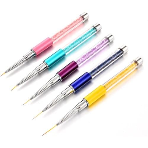 1pcs Nail Art Design Colorful Brushes Hook Liner Manicure Brush Painting Drawing Pen with Pen Cap Nail Professional Tools
