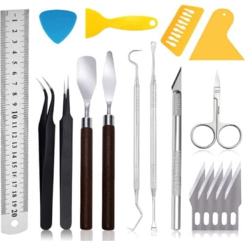 18pcs DIY Craft Stainless Steel+Plastic Cricut Tools Set Home School Scrapbooking Craft Basic Supplies Tool Kit