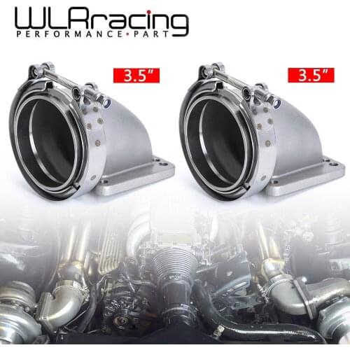 2 Pieces 3.5" Vband 90 Degree Cast Turbo Elbow Adapter Flange 304 Stainless Steel + Clamp and Flange For T3 T4 Turbocharger