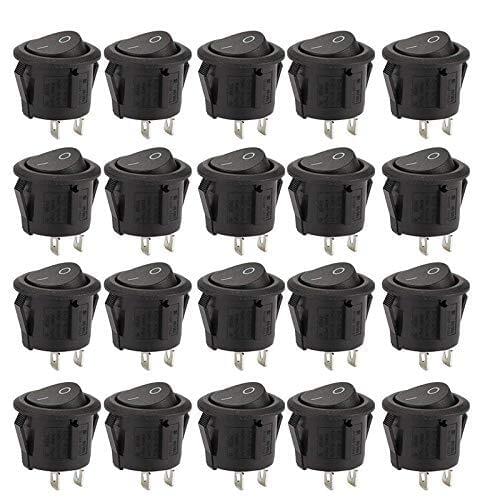 20PcsRound Environmental Protection Mini Boat Rocker SwitchAC 6A/250V10A/125V2Solder Lug SPSTOn/Off 2 Pinfor Electrical Products