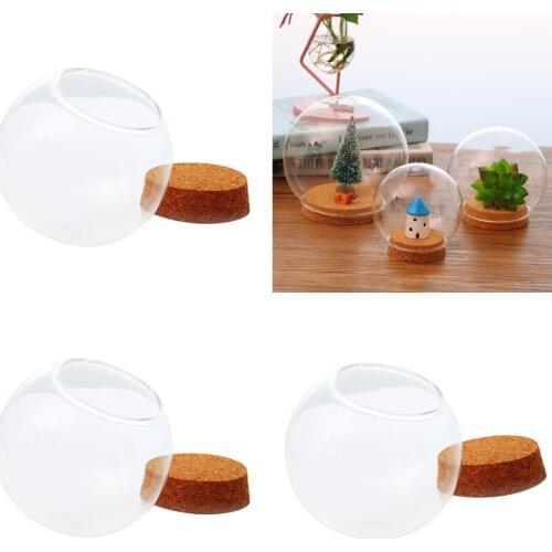 3Piece Glass Cloche Dome Cover Terrarium Container Mini Display Bell Jar W/ Cork