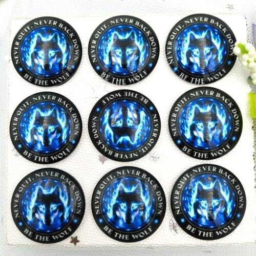 5pcs Dark Blue Wolf head Picture Beads 25mm Glass Cabochon Dome Cameo Pendant Settings For DIY Rings Brooches