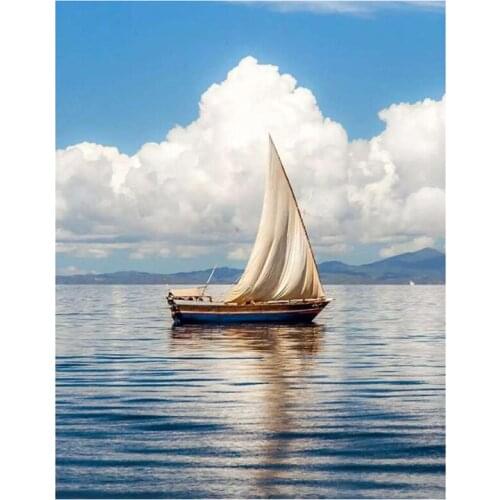 5D DIY Full Round/Square Diamond Painting Sailboat 3D Embroidery Cross Stitch Rhinestone Mosaic Home Decor Gift Y1208